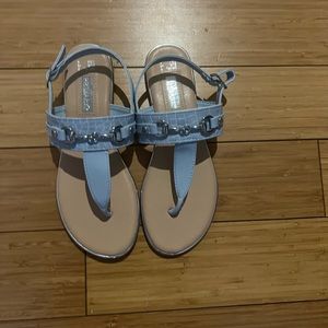 Primary blue flat goldstone sandals